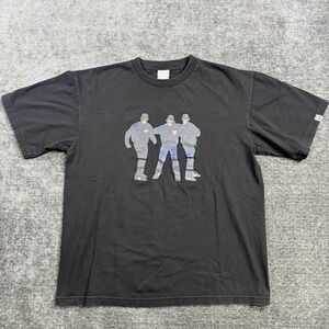 A BATHING APE BAPE RUN DMC Logo Print T-Shirt Black Vintage Men's Size Large